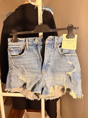 Abercrombie & Fitch Light Blue Distressed High-Rise Jean Shorts